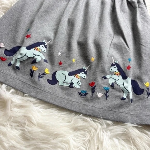 Hanna Andersson NWT Unicorn Appliqué Long Sleeve Dress Dark Heather Gray 6-7 - Picture 2 of 5